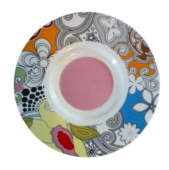 French Bull Jackie Shapiro Espresso Cup Saucer Set Ceramic Multi-color Floral - Picture 3 of 12